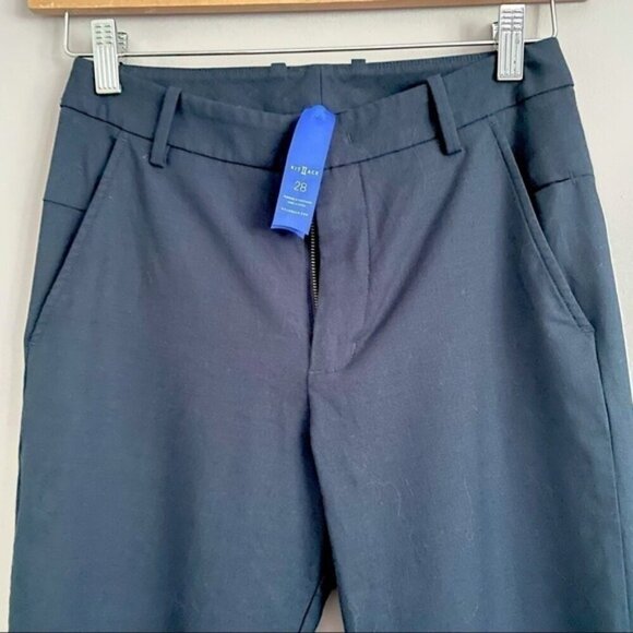 Kit & Ace Navy Blue Wool Stretch Suiting Flat Front Crop Trouser Pants - 28" - Picture 2 of 13